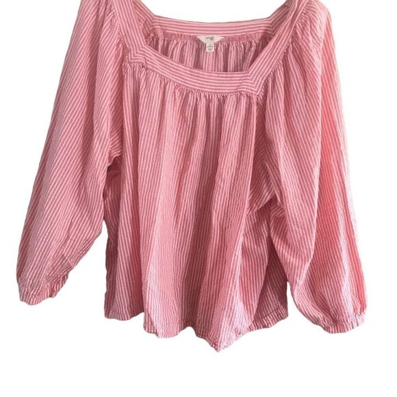 Terra & Sky Pink and White Striped Long Sleeve Top 3X - Picture 6 of 9